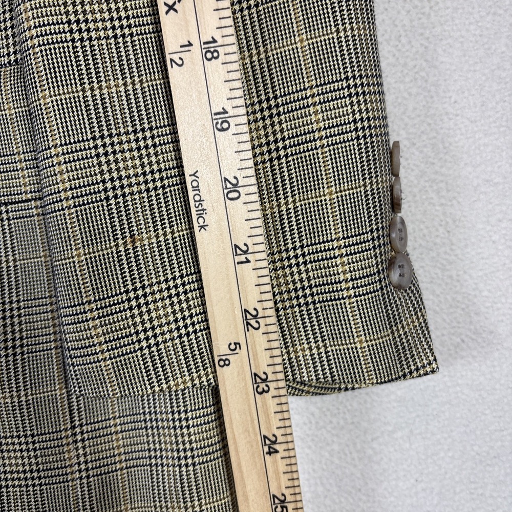 Hart Schaffner Marx Wool Windowpane‎ Plaid Blazer Suit Jacket Gold 44-46 Vtg - Picture 5 of 8